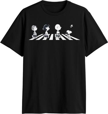 Мужская футболка Peanuts Перекресток Abbey Road Черно-белый графический принт