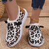 Lightweight Flat Leopard Print Fleece Cotton Shoes Women's Plus Size Women's Shoes New Fashion Round Toe Lace-up Cotton Boots