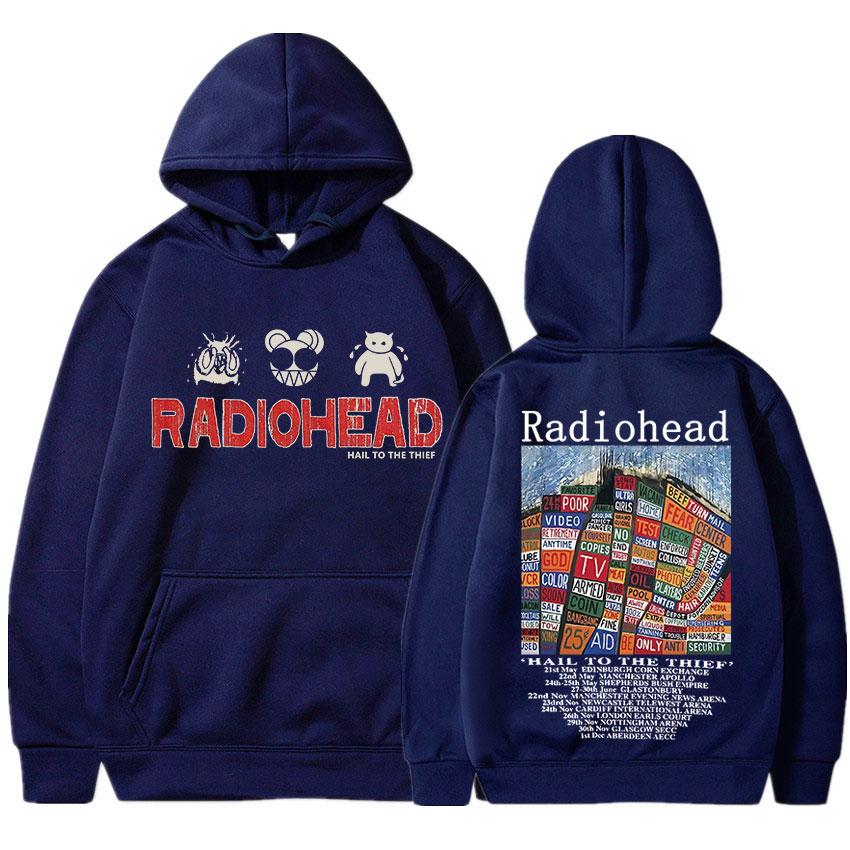 Radiohead Vintage Print Hoodie Hip Hop Rock Band Hail To The Thief Music Album Men's Sweatshirts Streetwear Tracksuit Oversize