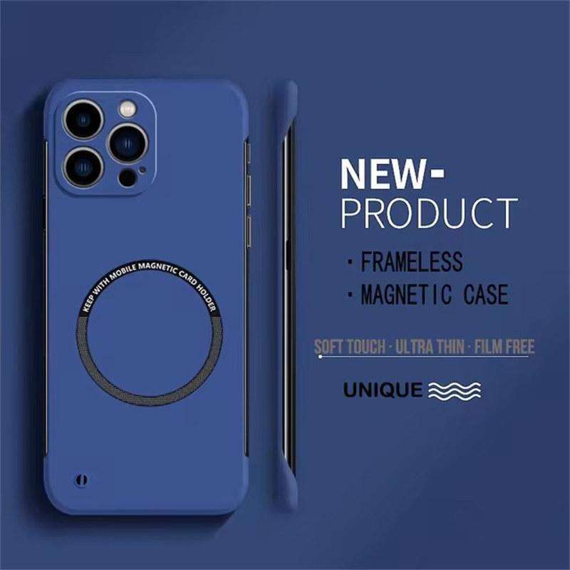 Ультратонкий жесткий магнитный чехол для телефона из поликарбоната без рамки для iPhone 15 14 Pro Max 13 12 11 Pro Max матовый цветной однотонный чехол