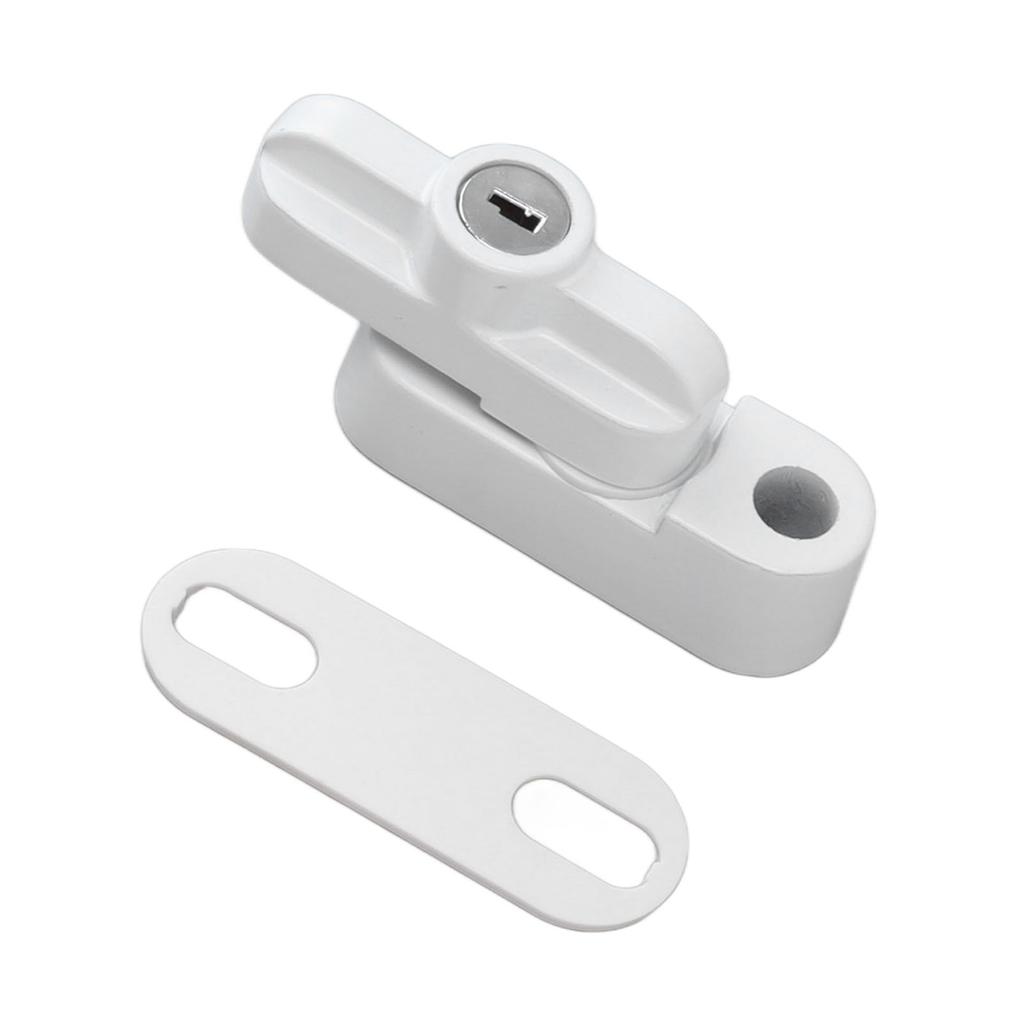 External Window Lock Catch Aluminum Alloy Anti Theft Flat Window Buckle Lock for Single Double Windows White