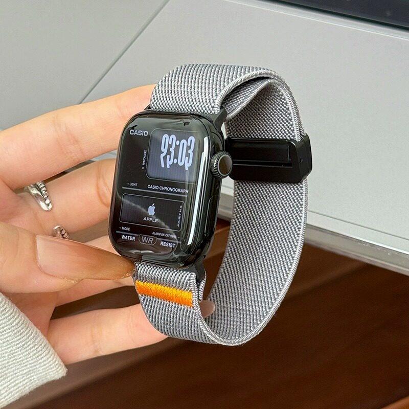 Совместимый ремешок с E-пряжкой для Apple Watch Series 6, 7, 8, 9, 10, 11 и ULTRA