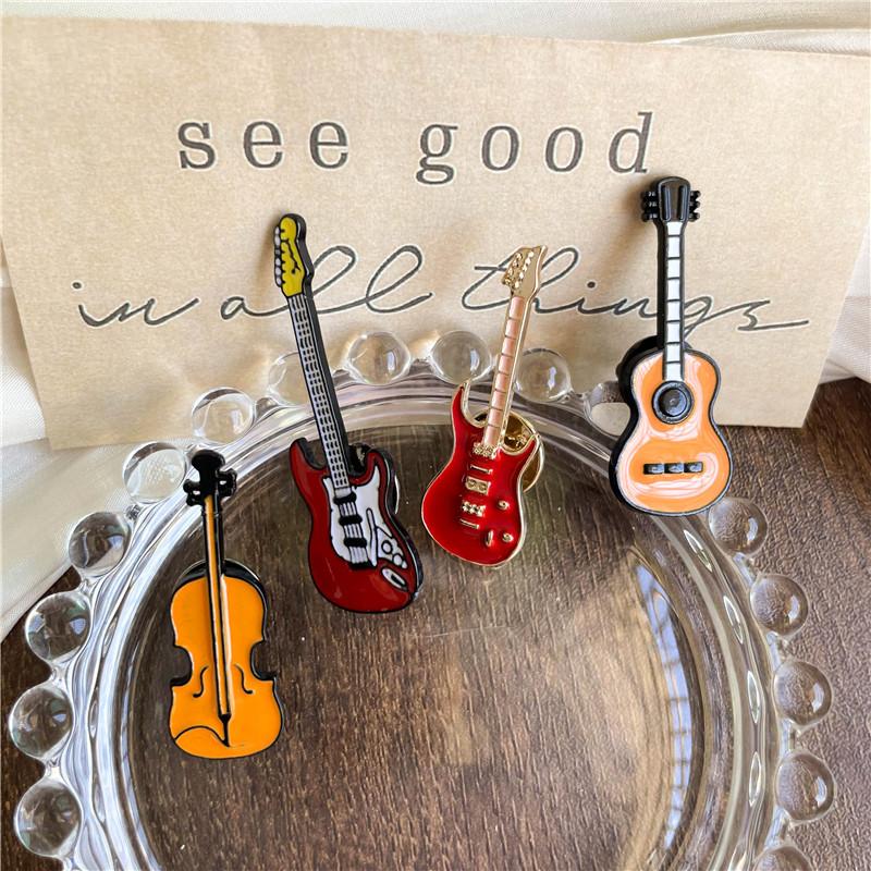 Креативная эмалированная брошь в виде музыкального инструмента, рок-оркестр, скрипка, гитара, бас, значок, булавки для одежды, детские подарки, ювелирные изделия