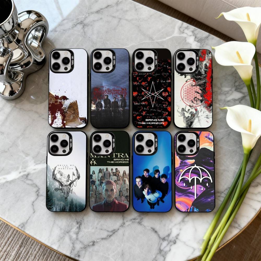 B-Bring M-Me the Horizon Чехол-бампер для телефона iPhone17,16,15,14,13,12,11 Plus,Pro Max Конфетный Серебряный Покрытие Внутренняя Крышка