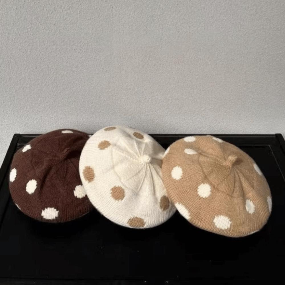 Stretchy Fabric Wool Beret Round Shape Knitted Beret Wind Resistant Children Cap Outdoor Going‑out