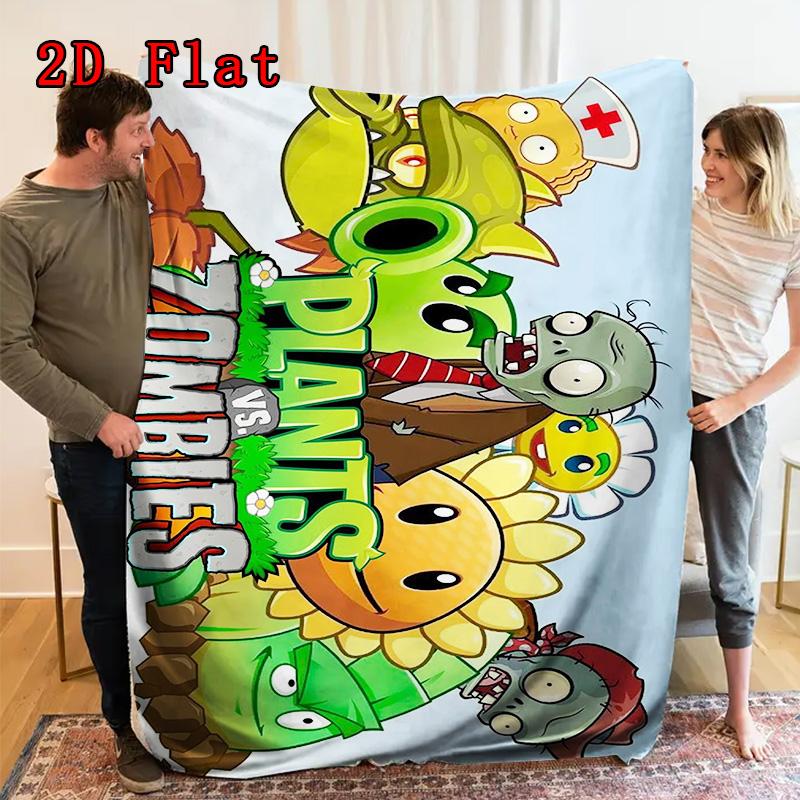 Plants vs. Zombies pattern 2D Flat Pattern Flannel Blanket High quality All Seasons Warmth and Comfort Perfect for Christmas Gifts.P260914579