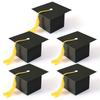 50Pcs Graduation Hat Candy Boxes with Tassels Square Chocolate Goodies Snack Paper Storage Boxes Party Favors Treat Packaging Boxes