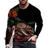 Floral Vintage Pattern 3D Print Summer Men's O-Neck T-shirt Casual Long Sleeve Oversized T Shirt Fashion Pullover Men Clothing