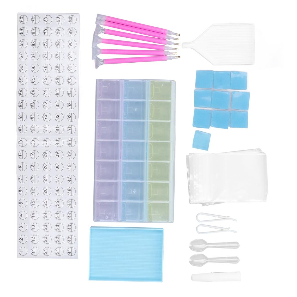 Rhinestone Painting Tool Set with Storage Box Point Drill Pen Spot Drilling Mud Storage Box Rhinestone Painting Kit