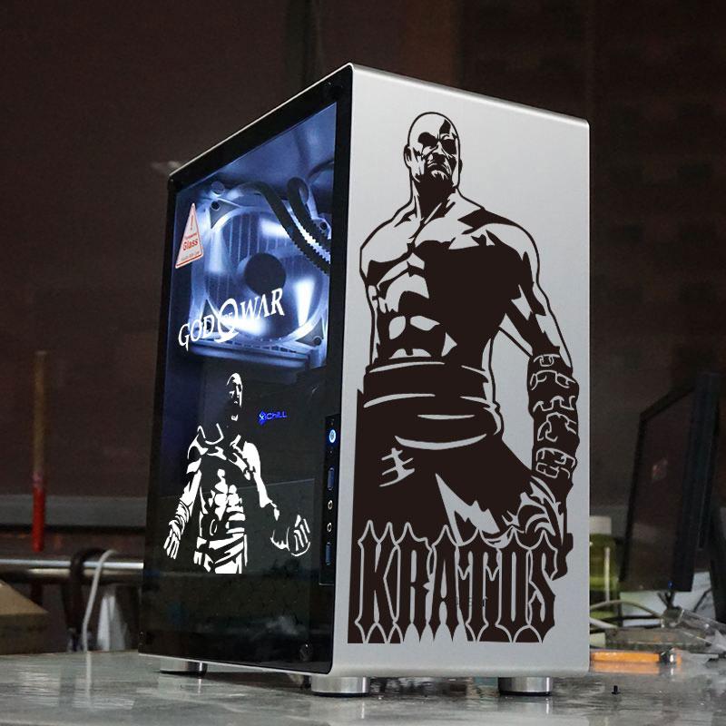 Виниловые наклейки Kratos для корпуса ПК ATX, Водонепроницаемые декоративные наклейки с индивидуальным дизайном для корпуса игрового компьютера, Вырезанная наклейка