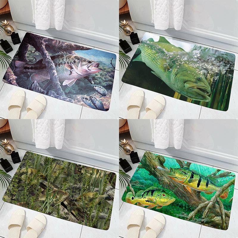 Fish Pattern Mat Hot Sale Model Fishing Bait Hard Printing Decorative Door Living Room Bathroom Kitchen Home Decor