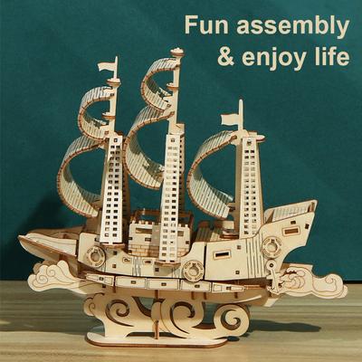 Деревянная 3D деревянная головоломка, винтажный океанский парусник, сделай сам, сборка, деревянная модель корабля, комплект, креативные подарки на Рождество и день рождения для взрослых