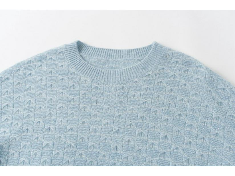 Pure Cashmere Round Neck Drop Shoulder Sweater - Thick, Loose, Slimming, Long Sleeve - Women's Versatile Autumn/Winter Knitwear