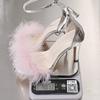 Four Seasons Sexy Feather High Heel Sandals Large Size Pink Round Head One-word Buckle Fashion Thin Heel Sandals Women