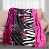 1PC Custom Name Pink Glitter Animal Print Flannel blankets Patterns Throw Blanket All-Season Soft Gift for Couch, Bed, Camping gifts