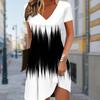 Summer Fashion Women's V Neck Short Sleeve Retro Style Printed Dress Sex Short Skirt Dresses