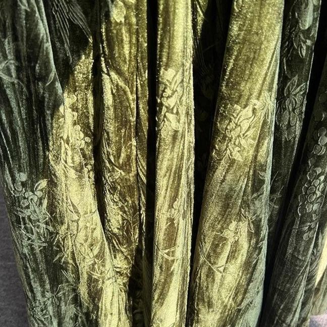 Ретро женская бархатная длинная юбка с принтом, осенне-зимняя теплая расклешенная А-силуэта