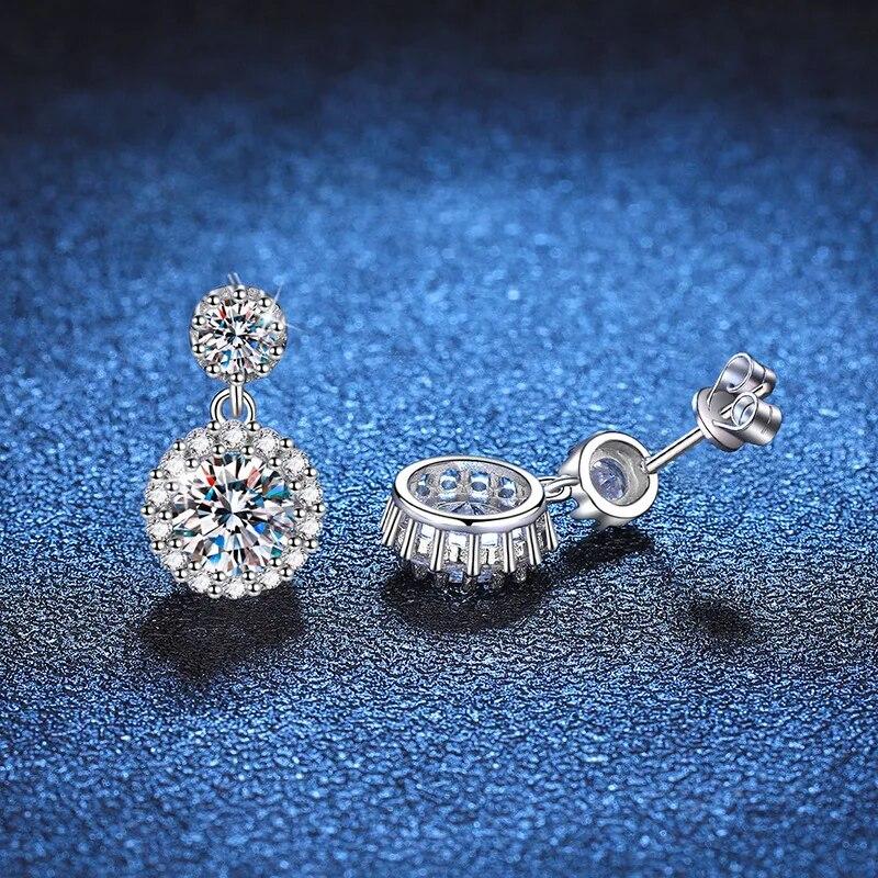 D Цвет 1CT 6,5 мм Серьги-капли с муассанитом для женщин и девочек, вечерние ювелирные изделия, серьги-гвоздики из стерлингового серебра 925 пробы с бриллиантами