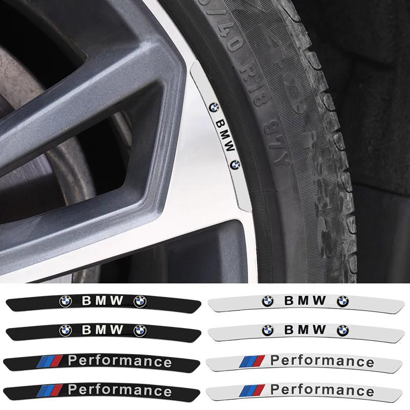 4Pcs Firm Paste Anti Fall Aluminum Alloy Wheel Hub Badge Anti Scratch Tire Rim Protective Logo Sticker Auto Body Refit For BMW