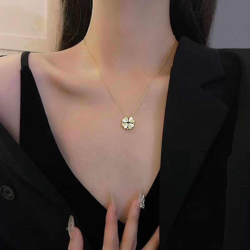 Ожерелье Love Four Leaf Clover для двоих, Light Luxury Niche Design Sense, Advanced Collarbone Chain, Temperament Internet Celebrity Jewelry