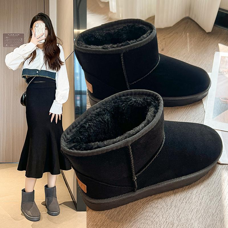 Новое поступление, женские хлопковые ботинки с флисовой подкладкой, интегрированные кожаные зимние ботинки, утолщенные короткие для осени и зимы
