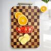 Утолщенная разделочная доска-шахматная доска из каучукового дерева с ручкой из нержавеющей стали