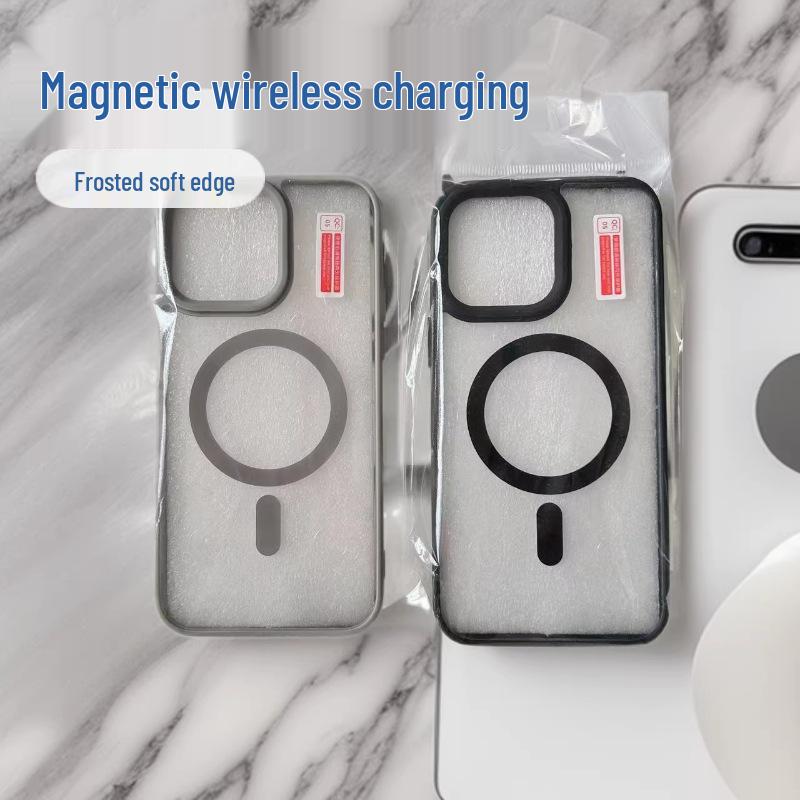 Беспроводное зарядное устройство MagSafe для Apple iPhone 15/16 Pro Max с совместимостью с чехлами с матовым мягким краем