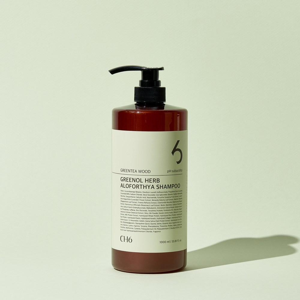 CH6 Greenol Herb Allophosia Шампунь с ароматом зеленого чая и дерева, 1 л, 2 шт.