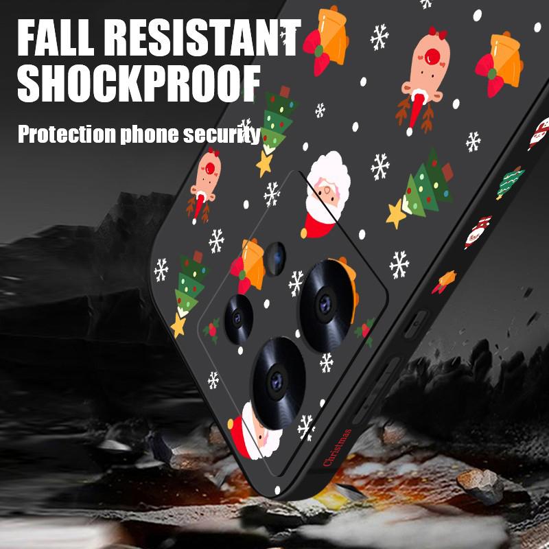 Чехол для телефона Merry Christmas Santa Elk Pattern для Xiaomi 13T Pro 11T Poco F6 X6 Redmi Note 13 12 11 10 Pro Max, мягкий матовый противоударный чехол из ТПУ с ремешком