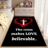 Cross and Heart Inspirational Carpet suitable as a non-slip mat for the living room or bedroom sofa