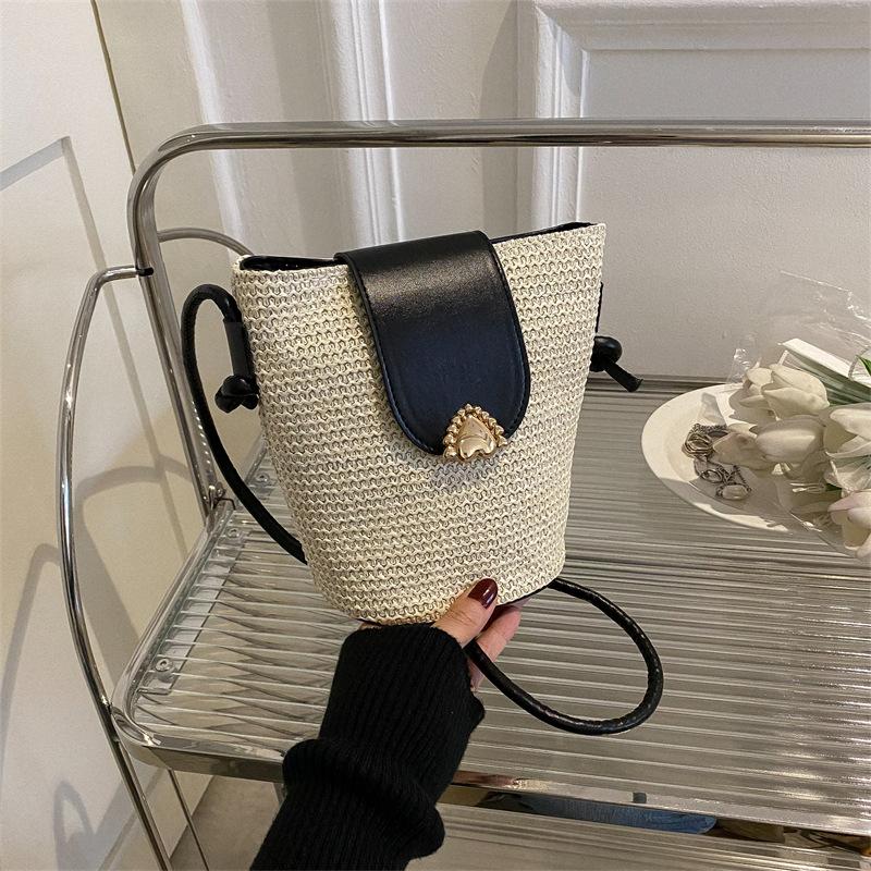 Женская соломенная плетеная модная простая сумка для мелочи и телефона для отпуска на пляже через плечо