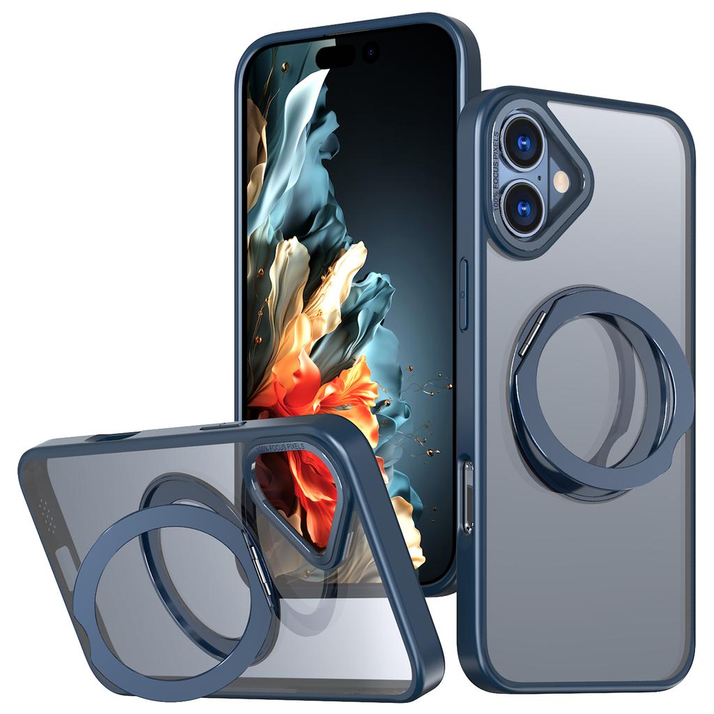 For iPhone 16 Case TPU+Acrylic Kickstand Magnetic Phone Cover
