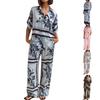 Women's Fashion Casual Homewear Fashion Casual Printed Cardigan Shirt Trousers Set
