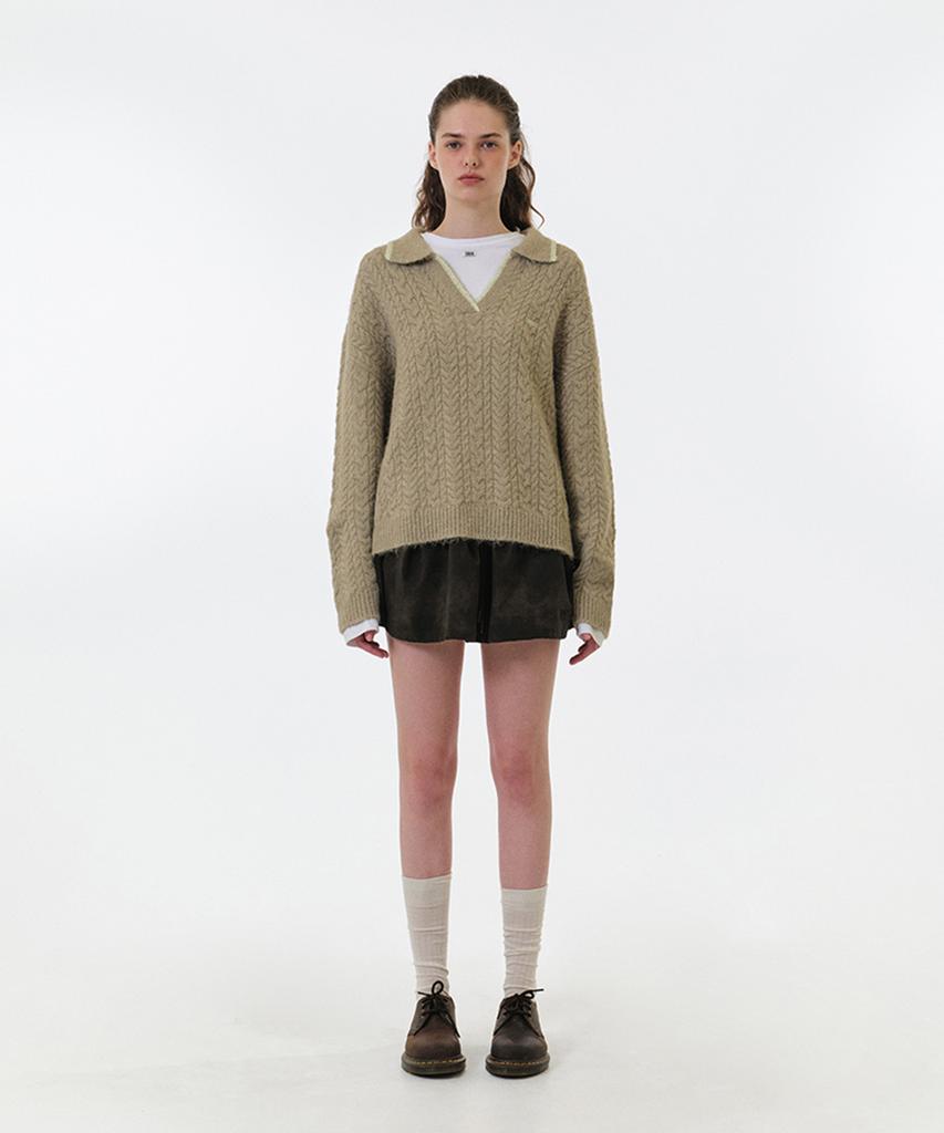 GROVE Alma Collar Knit (Beige)