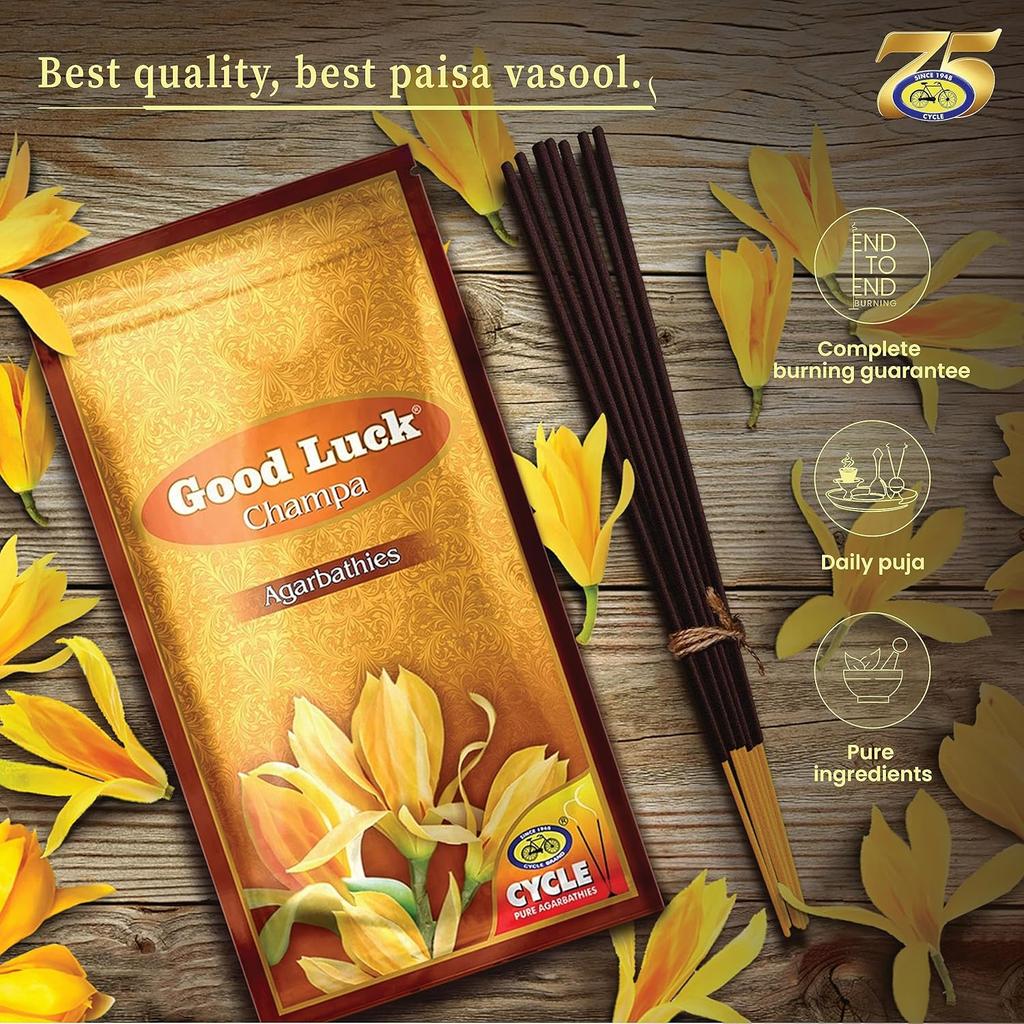 Cycle Pure Agarbathi GoodLuck Special Combo Pack Champa Mogra Rose Incense Sticks 3 Pouches(220 gm per Pouch)