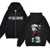 Толстовки с аниме Gojo Satoru Jujutsu Kaisen, куртки на молнии, толстовки Gojo, тонкая флисовая толстовка на молнии, толстовки Y2k, свитера с аниме