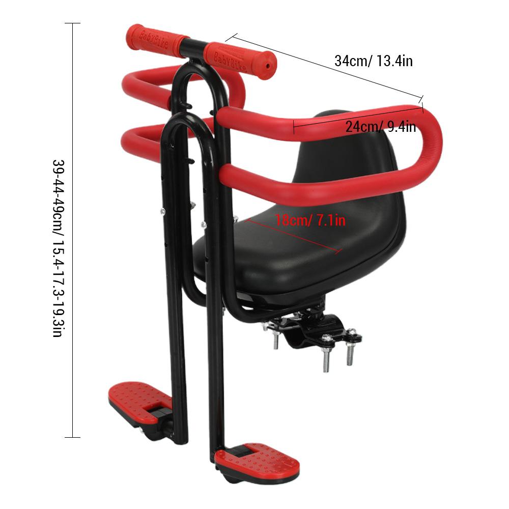 Front Toddler Bike Seat Front Mounted Children Safety Seat with Fence and Footrest
