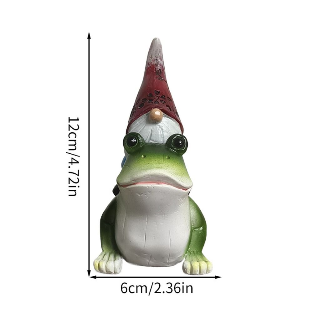 Cartoon Garden Gnomes Figurine Funny Dwarf Sculpture Creative Gnome Riding Frog Statue  Home