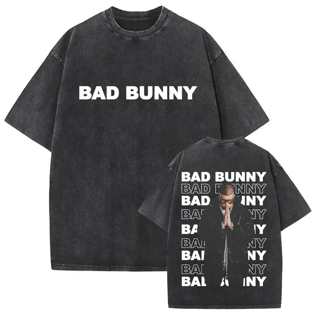 Rapper Bad Bunny Debi Tirar Mas Fotos Dtmf Washed Vintage Tshirt Unisex Wounisex Hip Hop Fashion Tshirts High Quality Cotton T Shirt