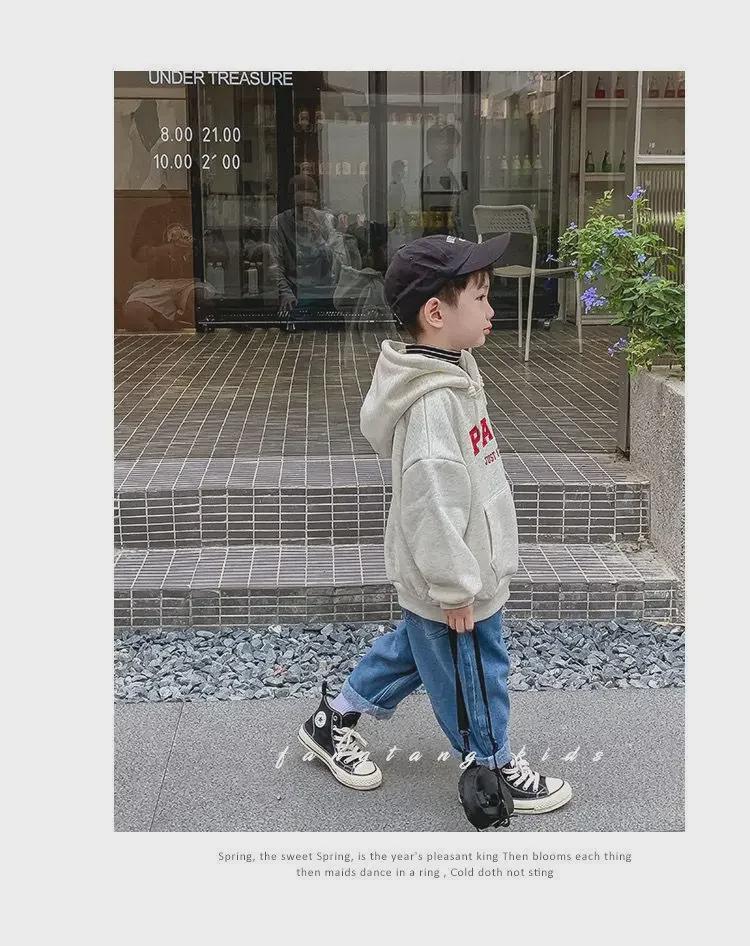 Trendy Boys' Hooded Sweatshirts - Stylish Printed Tops for Autumn/Winter 2024