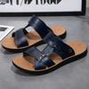 Модные повседневные кожаные мужские сандалии для отдыха на лето, пляжные туфли на плоской подошве, праздничные мужские тапочки в стиле ретро, шлепанцы двойного назначения, быстросохнущие, плоские