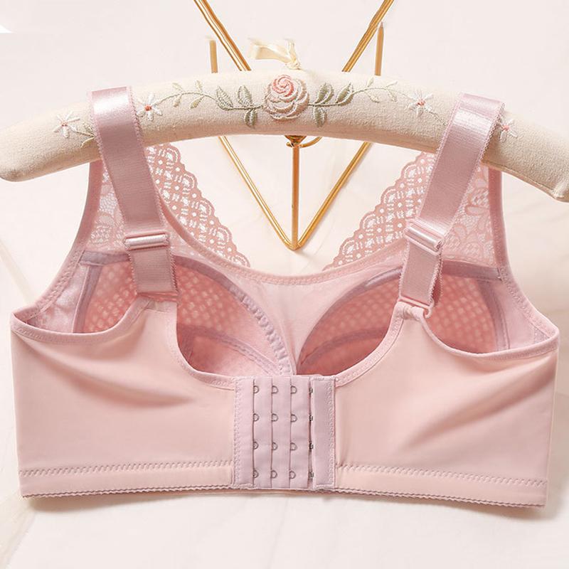 Women's Large Size Bras Ultra-thin Lace Underwireless Bras Breathable Gathered Adjustment Large Cup Bras