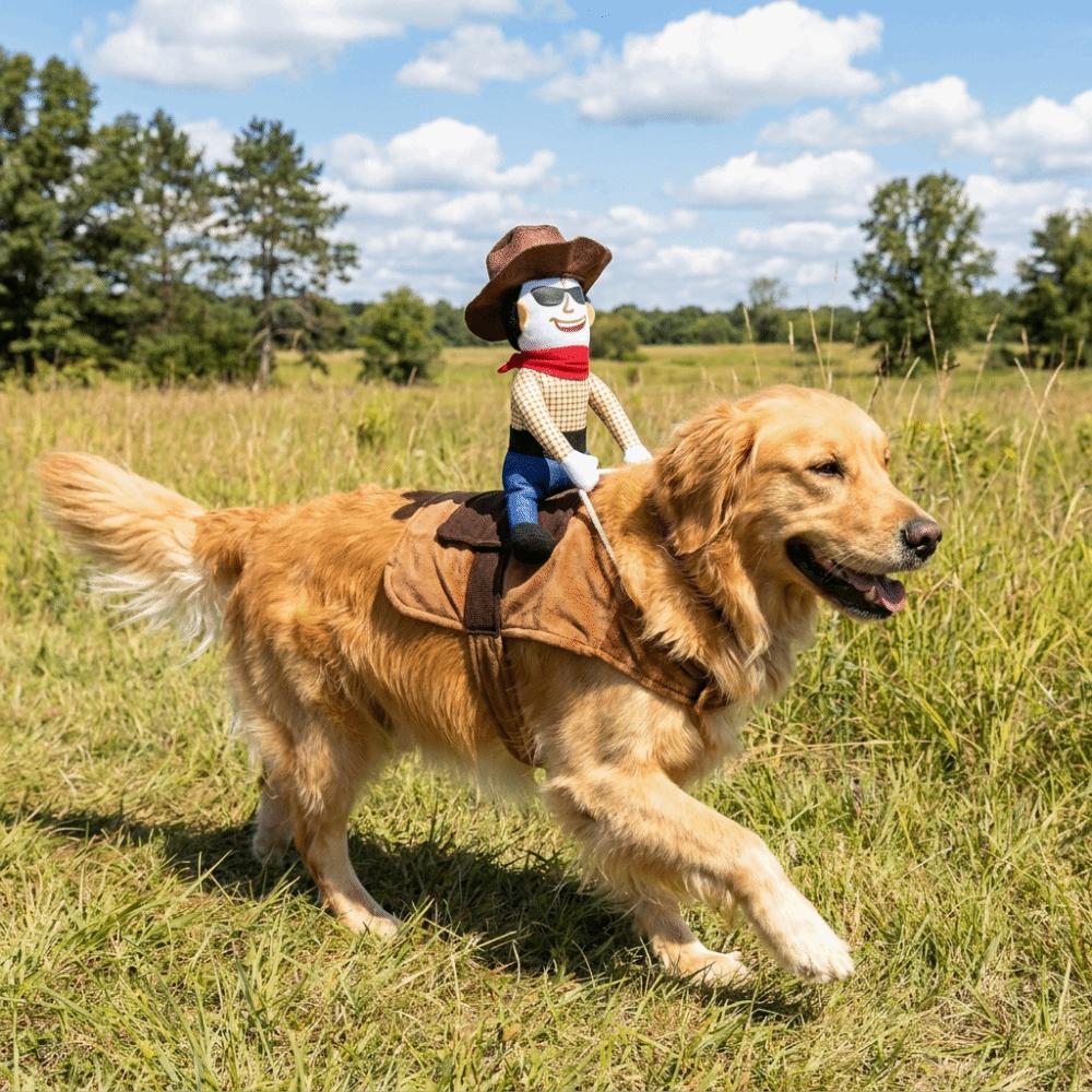 Novelty Dog Cosplay Costumes Adjustable Halloween Dog Clothes Dog Riding Denim Clothing  Gift