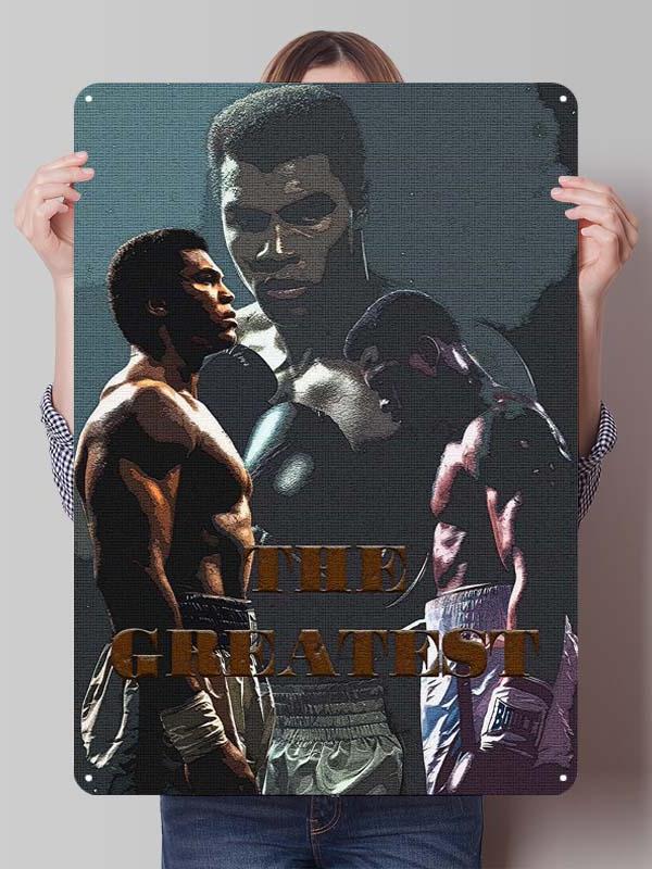 Металлические постеры с изображением Мухаммеда Али, боксера, декор для комнаты, изготовленные на заказ металлические таблички с боксерскими мотивами для украшения стен, ретро-стиль для дома и мужской тематики.