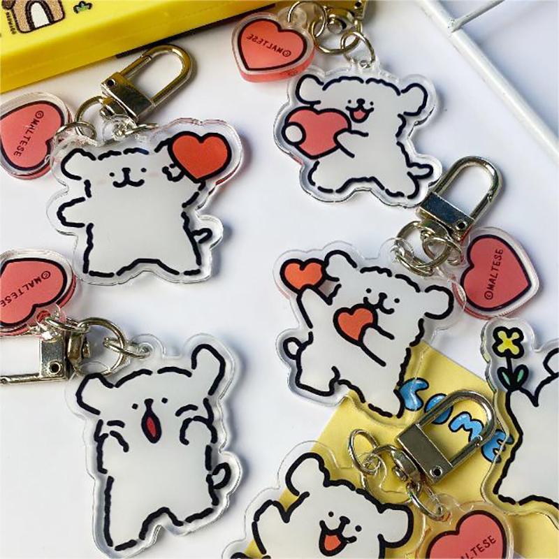 Милый мультяшный акриловый брелок в виде щенка собаки, забавный мультяшный милый школьный кулон, аксессуары, маленький подарок