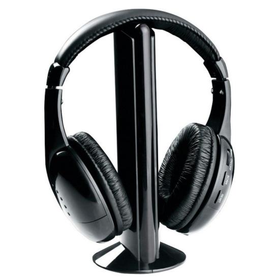 Wireless Headset Over Ear FM Radio PC TV Headphone Transmitter with Microphone for Computer