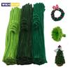 100 шт. DIY Креативная скручивающаяся палочка Зеленый синель для поделок, Толстый пушистый Подходит для DIY проектов, Украшение рождественской елки