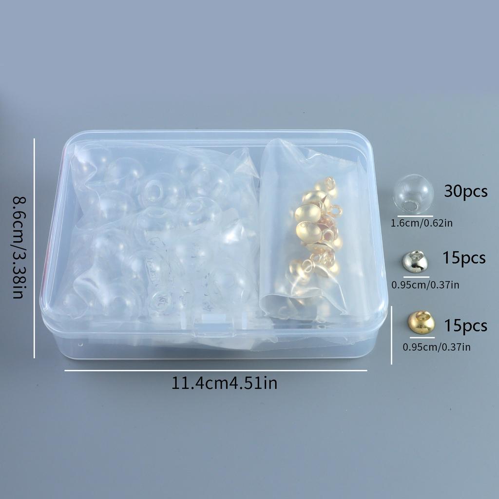 1 Set 30pcs DIY Pendant Making Kit, Round Mechanized Blown Glass Globe Beads, Clear Glass Globe Bottle Charms Pendants