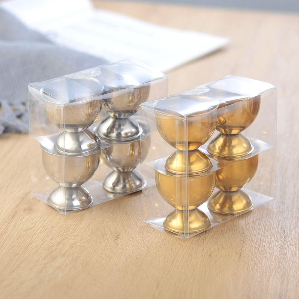 4Pcs Multipurpose Stainless Steel Boiled Egg Cups Portable Convenient Stand Rack Eggs Poach Eggs Holder Kitchen Tools