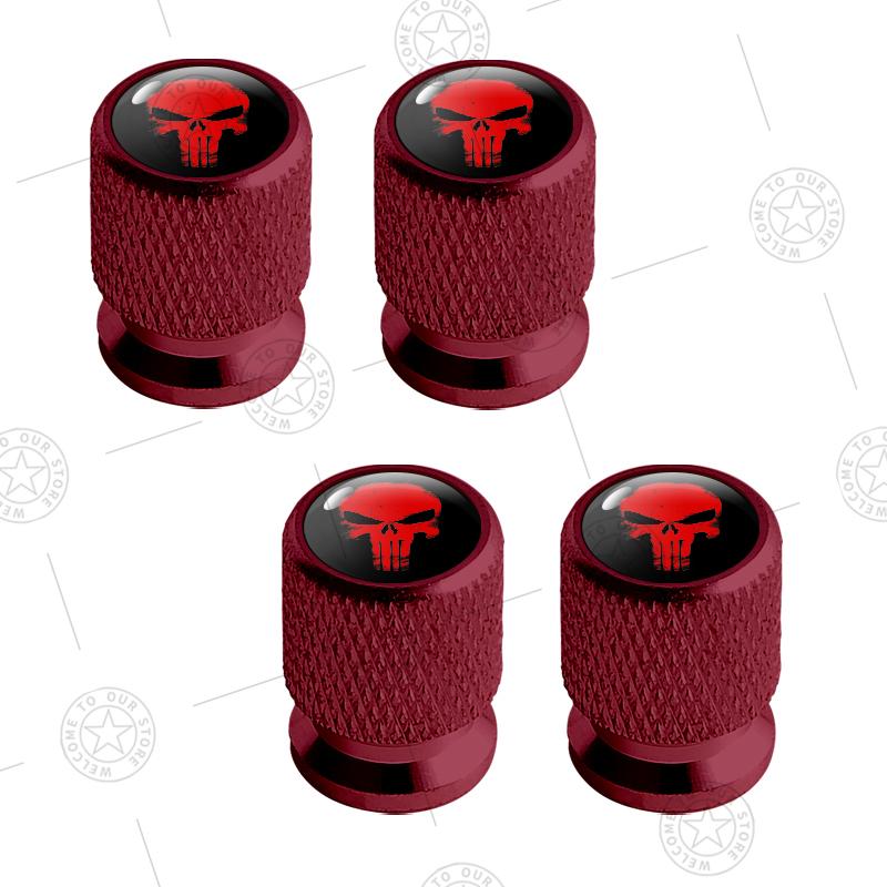 4pcs Skull Logo Car Wheel Tire Valve Caps Air Stem Aluminum Accessories For Jeep Wrangler Gladiator Renegade Ford F-150 Ranger